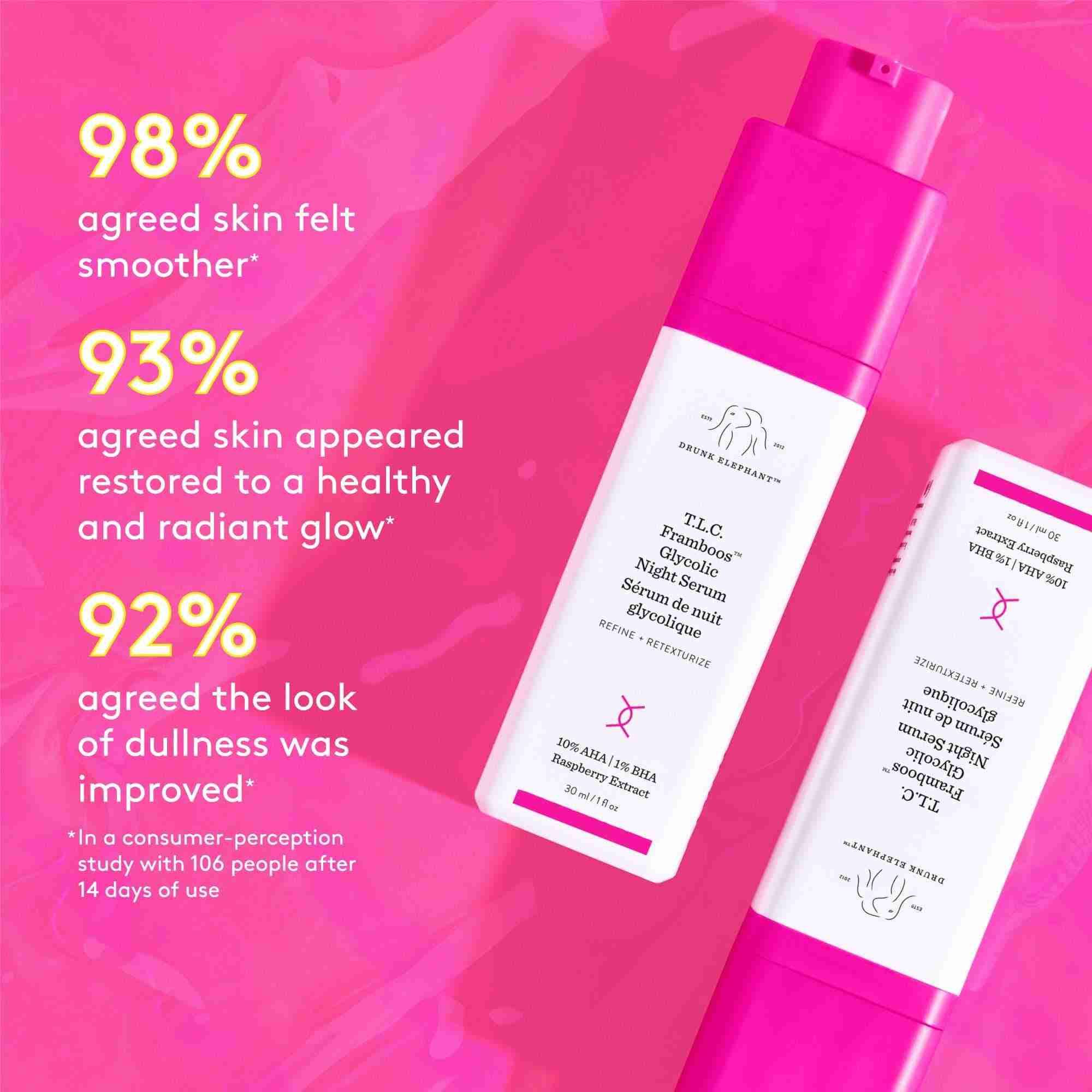 Drunk elephant tlc framboos glycolic night serum mini 5ml