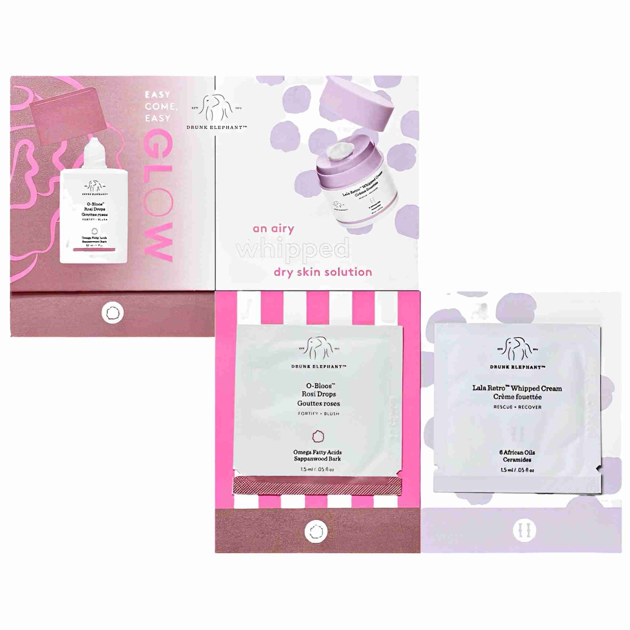 Drunk elephant rosi drops and lala retro whipped cream sample