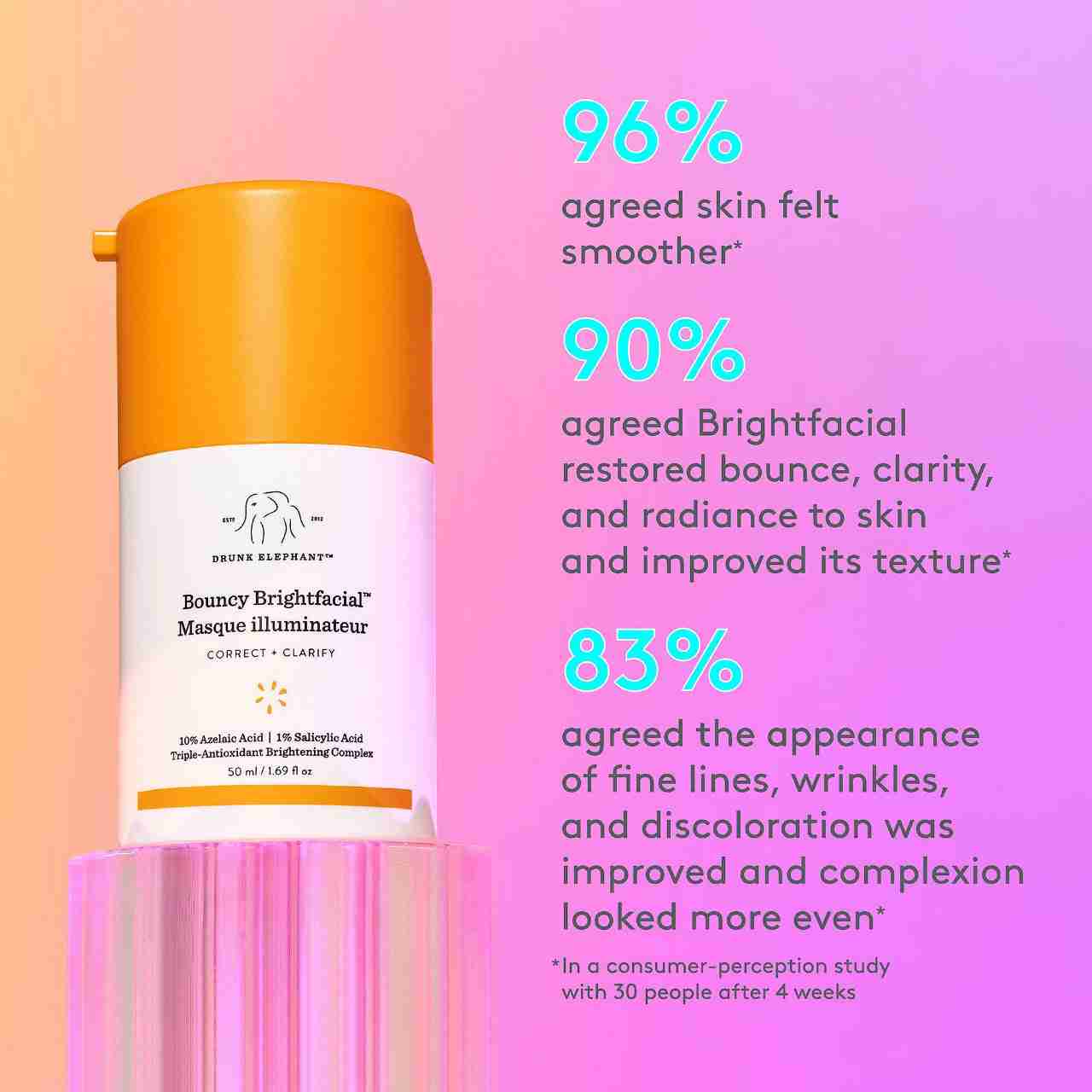 Drunk elephant bouncy brightfacial brightening mask mini
