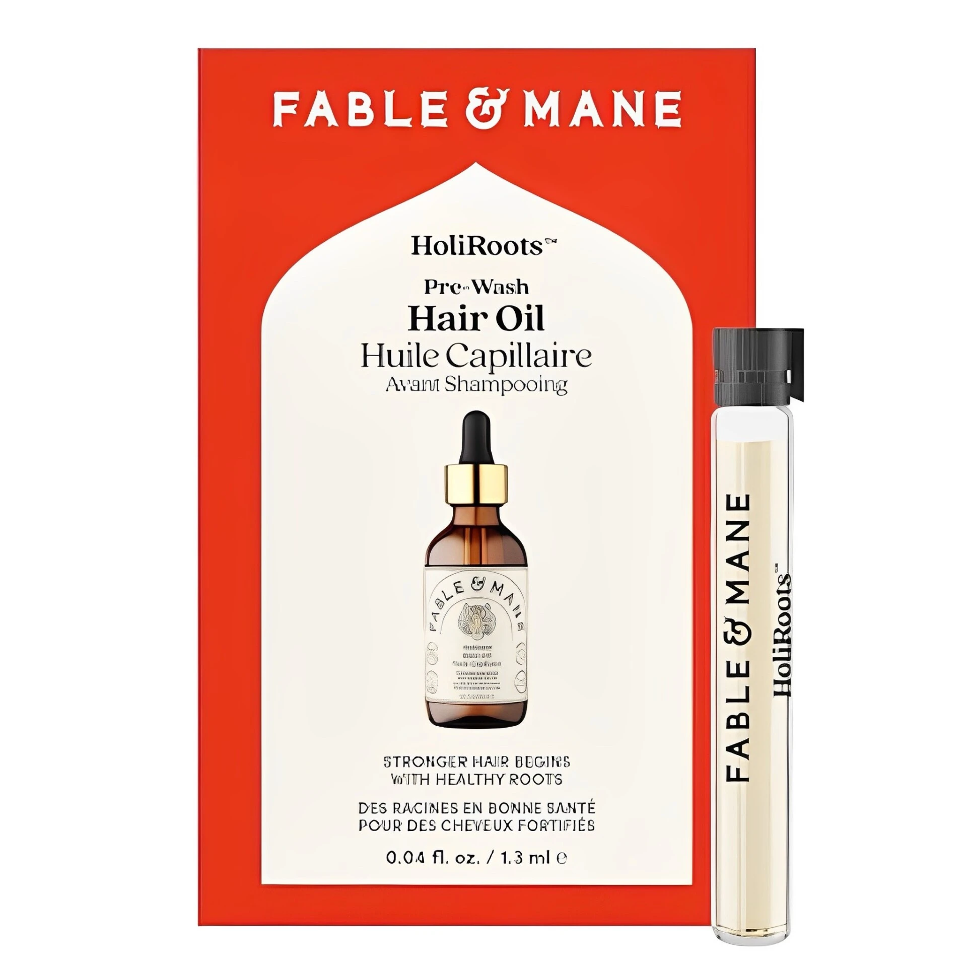 Fable & mane holiroots pre - wash hair treatment oil for thinning hair - sample 1.3ml
