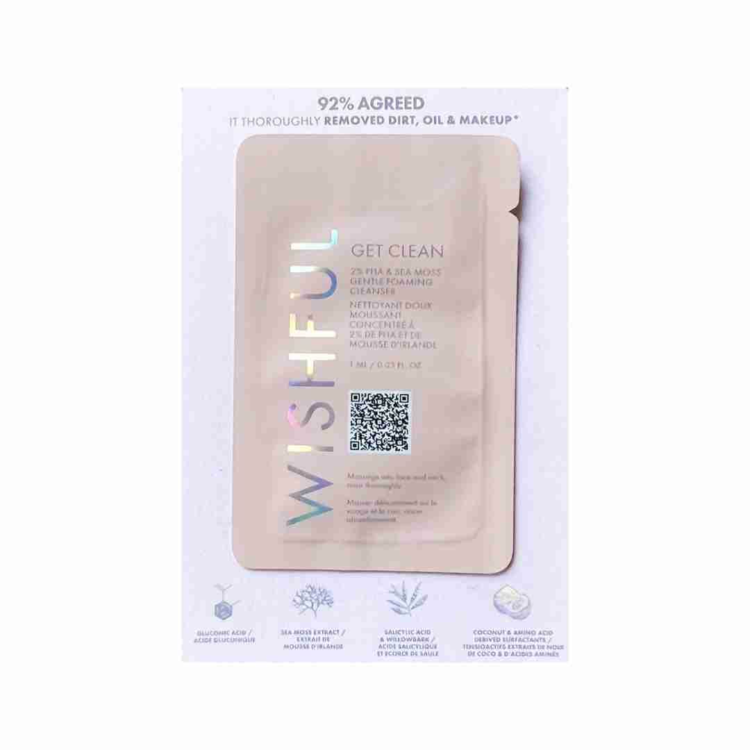 Wishful get clean 2% pha and sea moss gentle foaming cleanser sample