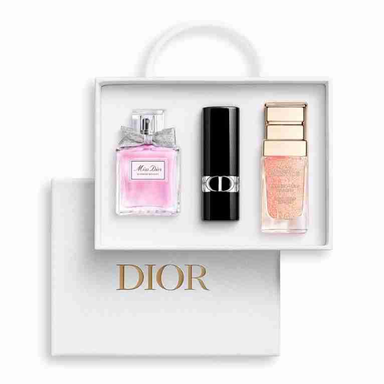 Miss dior blooming bouquet, dior rouge dior lipstick, dior prestige la micro-huile de rose advanced serum