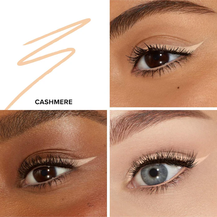 eyes wearing Too Faced Killer Liner 36 Hour Waterproof Gel Eyeliner in killer Cashmere