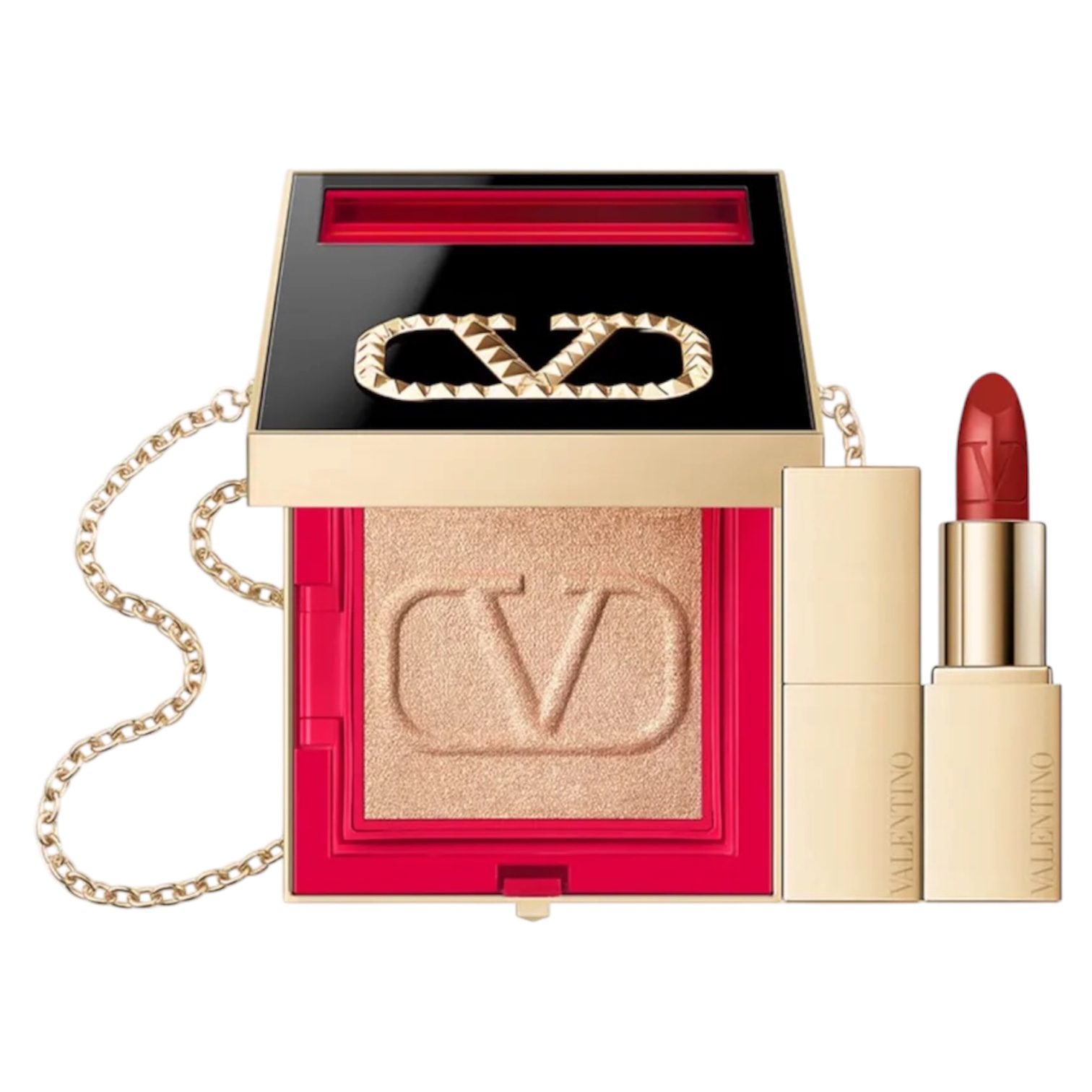 Valentino Limited Edition Go-Clutch Highlighter and Mini Lipstick
